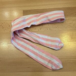 Soft pink and white striped hair bow